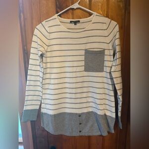 Staccato Striped Tunic Top Women’s Gray‎ White Long Sleeve Casual size Small